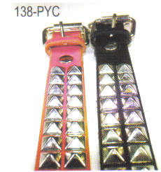 Pyramid Studded Leather Dog Collar 1 3/8