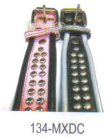 Studded Round Edge 2 Tone Leather Collar Size 1 3/4