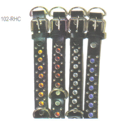 Rhine Stone Deluxe Leather Dog Collar 1