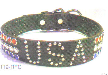 U.S.A. Rine Stone Leather Collars 1 1/2