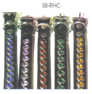 Rhine Stone Leather Dog Collar 5/8