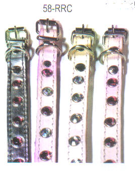 Rhine Stone Leather Dog Collar Fancy 5/8