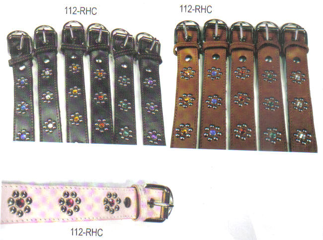 Rhine Stone Leather Dog Collar 1 1/2